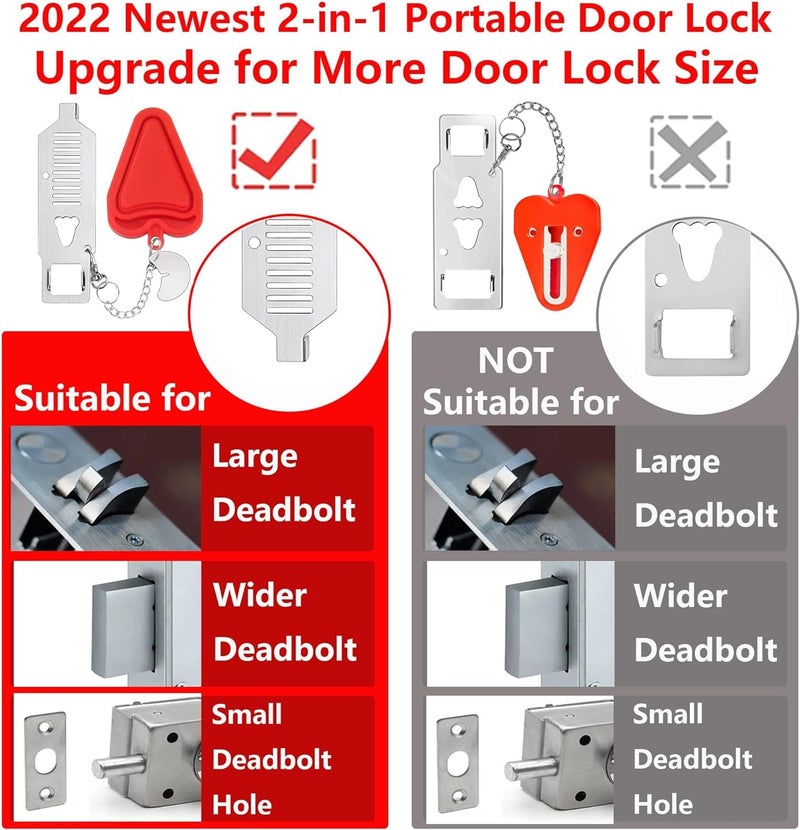 TOPPROSPER Upgraded Portable Door Lock Home Security Door Locker Devices & Door Stopper, Perfect Red Christmas Gifts Self Defense Travel Essentials for Hotel Apartment Airbnb Additional Safety - Image 4