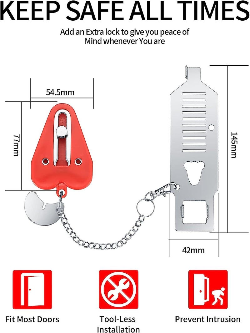 TOPPROSPER Upgraded Portable Door Lock Home Security Door Locker Devices & Door Stopper, Perfect Red Christmas Gifts Self Defense Travel Essentials for Hotel Apartment Airbnb Additional Safety - Image 5