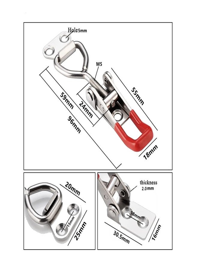 E-TING 6-Pack 4001 330Lbs Holding Capacity Adjustable Toggle Latch Clamp Smoker Latch Clamps 150Kg Quick Release Pull Latch +24 Screws for Various Tool Box - Image 4