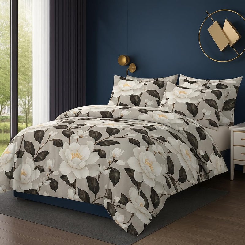 Amali  6 piece Polycotton Bed Sheet Queen Size (160x200+35) cm 1 Fitted Sheet, 1 Duvet Cover and 2 Standard & 2 Oxford Pillowcases Soft Breathable & Durable Fabric for Home Use - Image 1