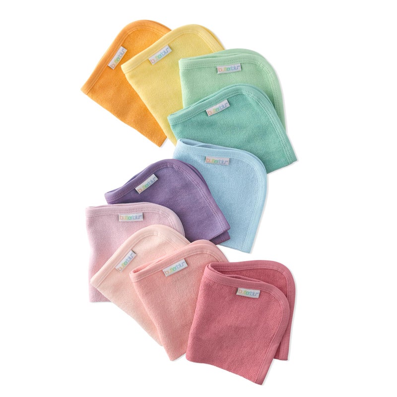 Butterblu River 10-Pack Baby Terry Washcloths 100% Organic Cotton Absorbent for Baby and Toddler Boys & Girls, Sunny Pink Rainbow, One Size - Image 1