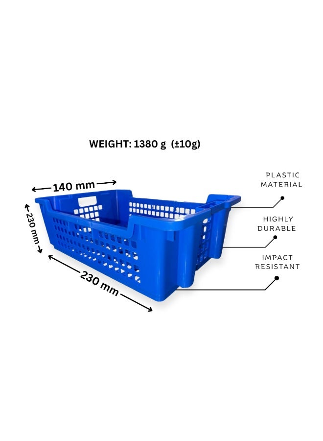 SNH Frozen Crate | Food-Grade Plastic Storage Crate for Bread, Fruits, Vegetables, Fish & Dairy | Stackable Ventilated Basket for Home, Grocery, Bakery & Commercial Use | Heavy-Duty Storage Bin for Kitchen & Delivery | Multipurpose Carrier Box - Image 1