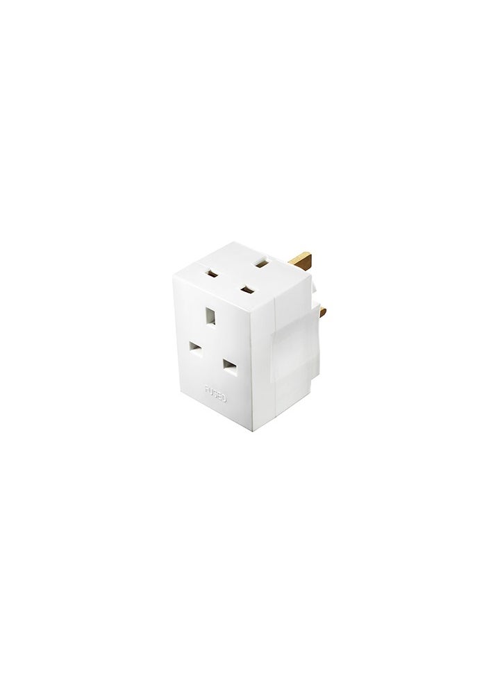 MASTERPLUG Masterplug Multi Socket Plug Adaptor, Three Sockets, 7 x 7 x 5 cm  - Image 1