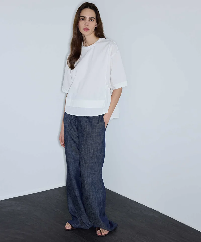 Ipekyol  Adjustable Waist Mixed Media T-Shirt for Women | Best Price UAE