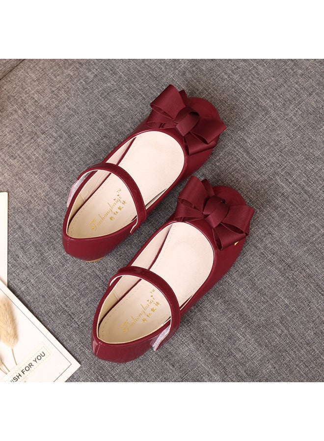 Spring And Summer New Children's Small Leather Shoes Bow Princess Aisha Casual Shoes Soft Bottom Velcro Girls' Flat Shoes