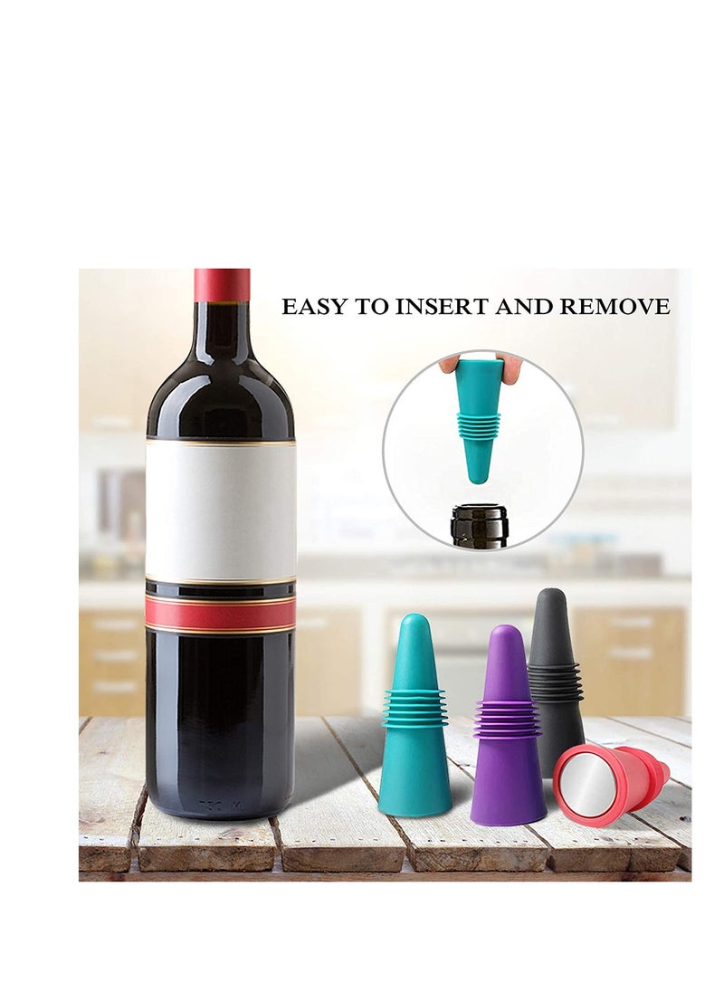 SYOSI - Stoppers Beverage Bottle Sealer Soft Silicone Bottle Stoppers Corks with Grip Top for Keeping Beverage Fresh, 4 Pack - Image 1