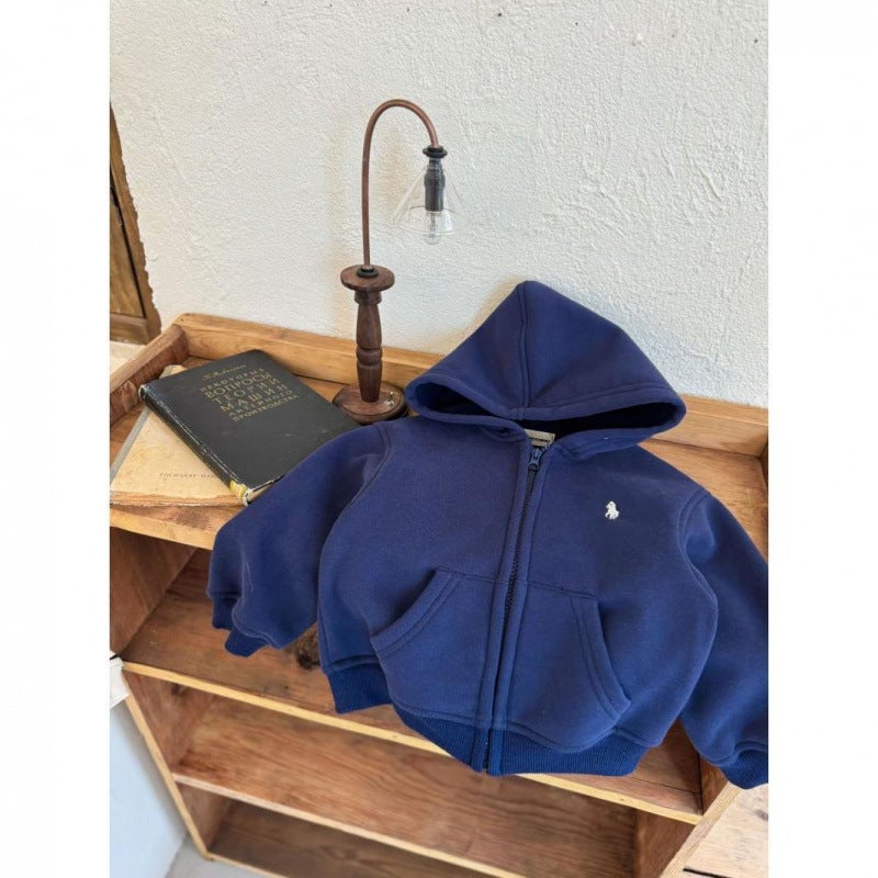 جاكيت كشمير للأطفال للأولاد والبنات سميك كاجوال بسحاب دافئ كشمير جاكيت ب hooded للأطفال - Image 1