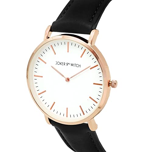 Joker & Witch Women Analogue Hope 40mm White Dial 20mm Black Faux Leather Strap Watch - Image 2