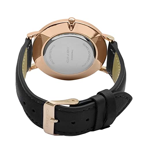 Joker & Witch Women Analogue Hope 40mm White Dial 20mm Black Faux Leather Strap Watch - Image 4