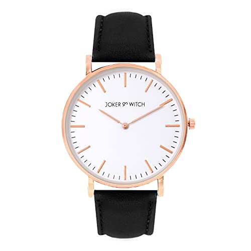 Joker & Witch Women Analogue Hope 40mm White Dial 20mm Black Faux Leather Strap Watch - Image 1