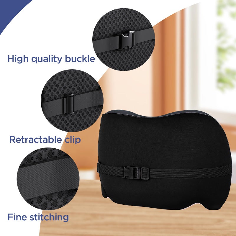 BYMECOST Lumbar Support Pillow for Office Chair, Car Lumbar Pillow Lower Back Pain Relief, Memory Foam Back Cushion with 4D Mesh Cover and Adjustable Straps, Ergonomic Chair Back Pillow for Car,Bed, Gaming - Image 3