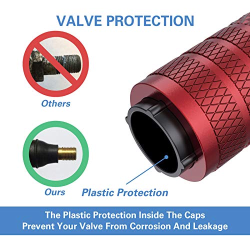 CKAuto Tire Valve Stem Caps, Red, 10 pcs/Pack, Anodized Aluminum Tire Cap Set, Corrosion Resistant, Universal Stem Covers for Cars Trucks Motorcycles SUVs and Bikes - Image 5