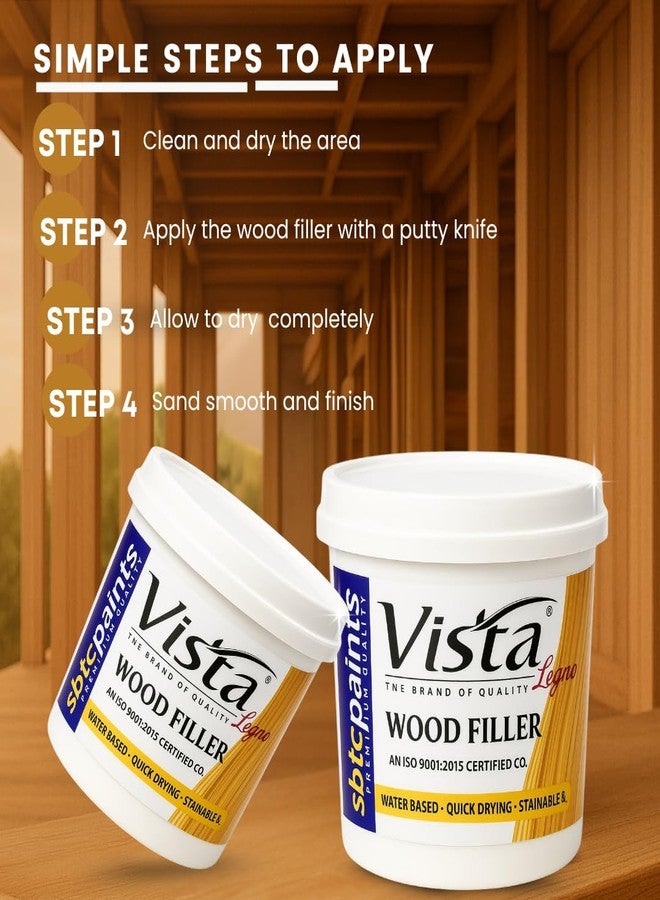 Vista Legno Wood Filler Replace Every Filler Putty | Repairs, Finishes & Patches | Paintable, Stainable, Sandable & Quick DryingQty -1 Litre (Teak) - Image 2