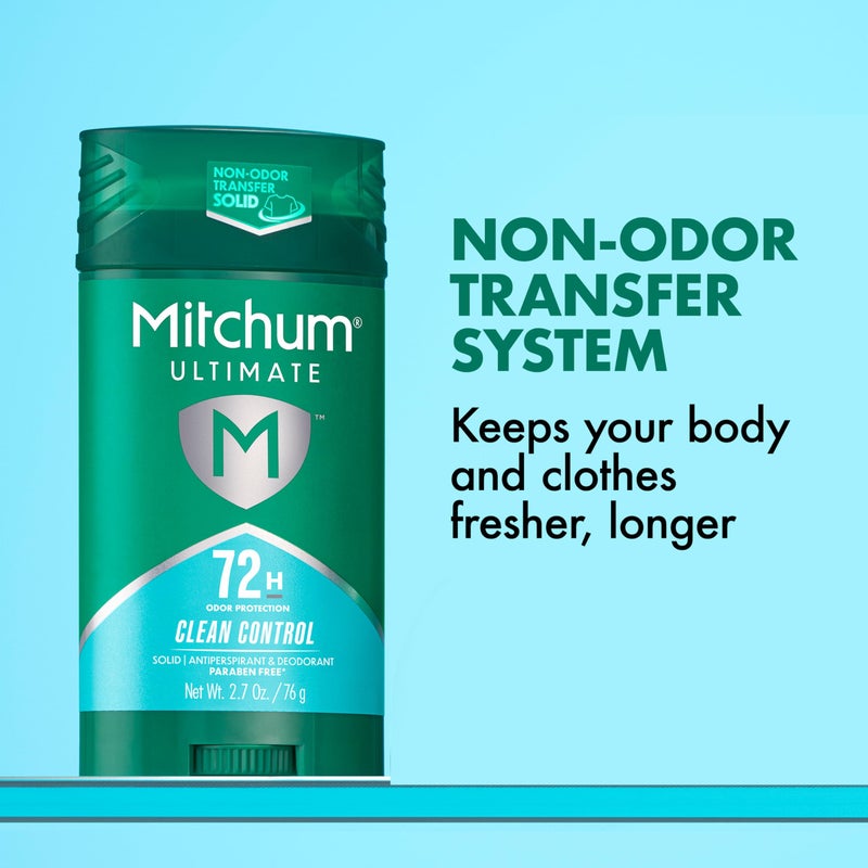 Mitchum Ultimate 72H Odor Protection Menâ€™s Antiperspirant & Deodorant, Invisible Solid, Clean Control, 2 pack - Image 3