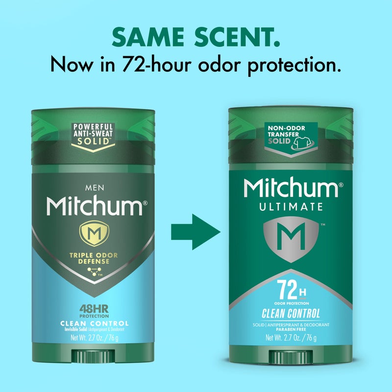 Mitchum Ultimate 72H Odor Protection Menâ€™s Antiperspirant & Deodorant, Invisible Solid, Clean Control, 2 pack - Image 5