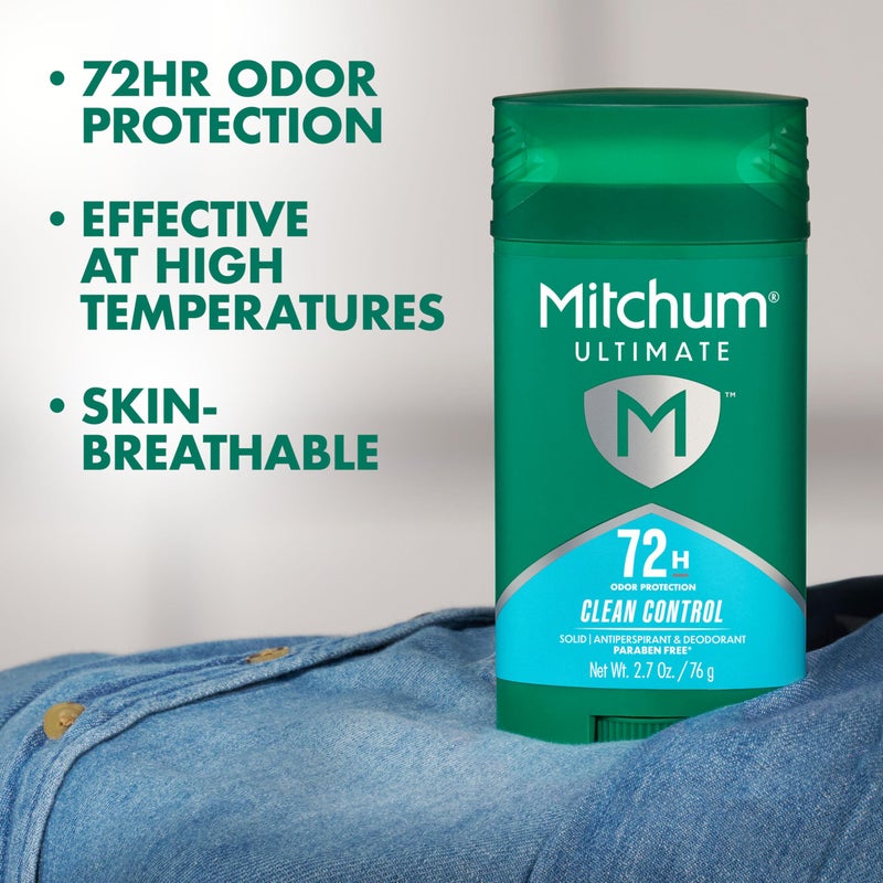 Mitchum Ultimate 72H Odor Protection Menâ€™s Antiperspirant & Deodorant, Invisible Solid, Clean Control, 2 pack - Image 2
