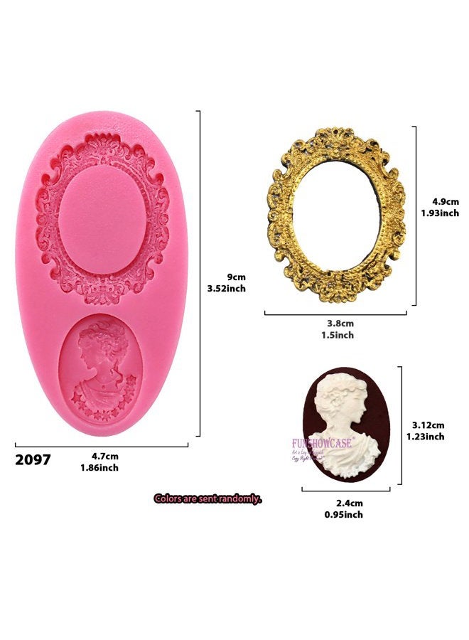 Funshowcase Cameo with Picture Frame Silicone Mold for Sugarcraft, Resin Epoxy, Jewelry, Chocolate, Polymer Clay Crafting Projects 2-Count - Image 2