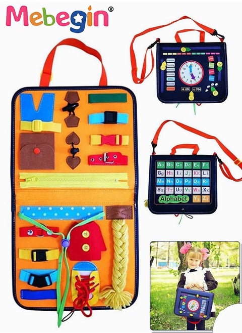 17 in 1 Felt Busy Board, Sensory Activity Board, Travel-friendly Busy Board for Toddlers, Preschool Education Learning Fine Motor Skills, Handy to Take Out, Great Educational Gift Choice