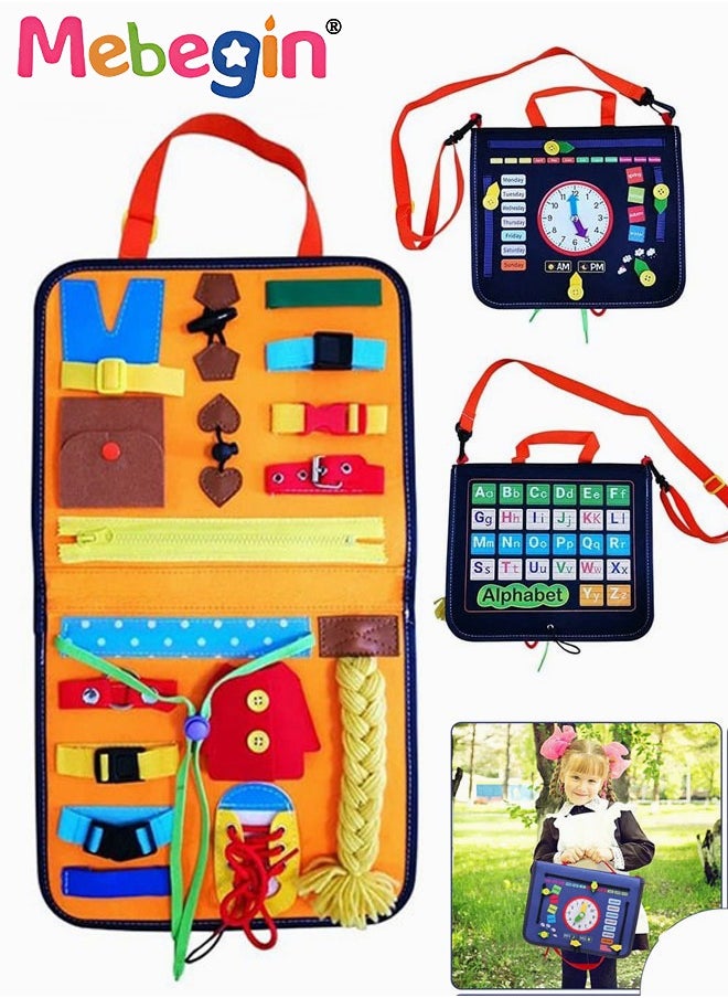 MEBEGIN 17 in 1 Felt Busy Board, Sensory Activity Board, Travel-friendly Busy Board for Toddlers, Preschool Education Learning Fine Motor Skills, Handy to Take Out, Great Educational Gift Choice  - Image 1