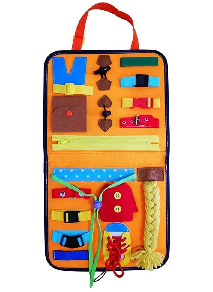 MEBEGIN - 17 in 1 Felt Busy Board, Sensory Activity Board, Travel-friendly Busy Board for Toddlers, Preschool Education Learning Fine Motor Skills, Handy to Take Out, Great Educational Gift Choice - Image 1