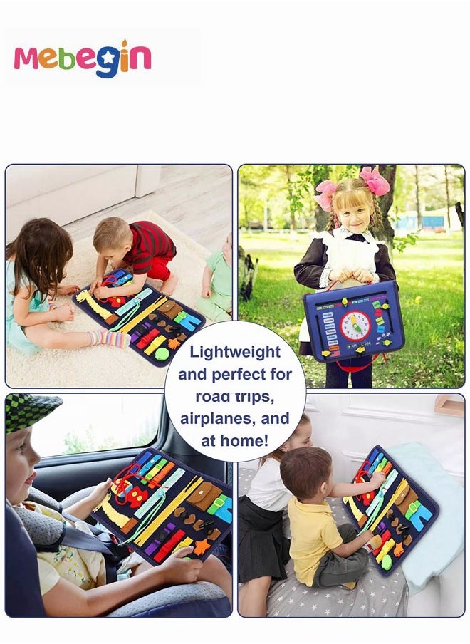 MEBEGIN - 17 in 1 Felt Busy Board, Sensory Activity Board, Travel-friendly Busy Board for Toddlers, Preschool Education Learning Fine Motor Skills, Handy to Take Out, Great Educational Gift Choice - Image 1