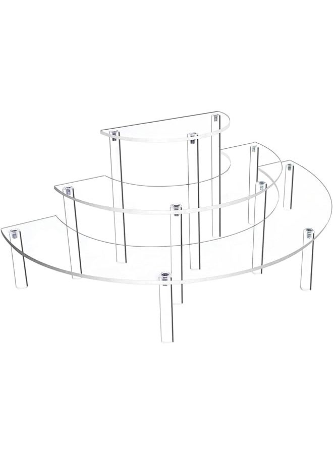 erorex Acrylic Display Stand 3 Tier Half Moon Risers Cupcake Display Stand Suitable For Dessert Cupcake Pop Figure Perfume Collections  - Image 1