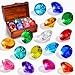 MGparty Diving Gem Pool Toys 16 Big Colorful Gemstone with Pirate Treasure Chest for Kids Water Pool Games Swim Dive Toy Party Decoration Summer Diving Training Gift - Image 2