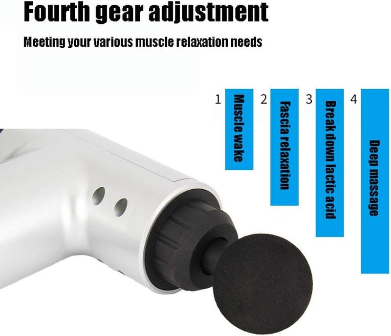 YTS Massage gun electric percussion muscle massager relaxation 4 head vibration fascial gun booster massage gun noise reduction (color : gray) - Image 2