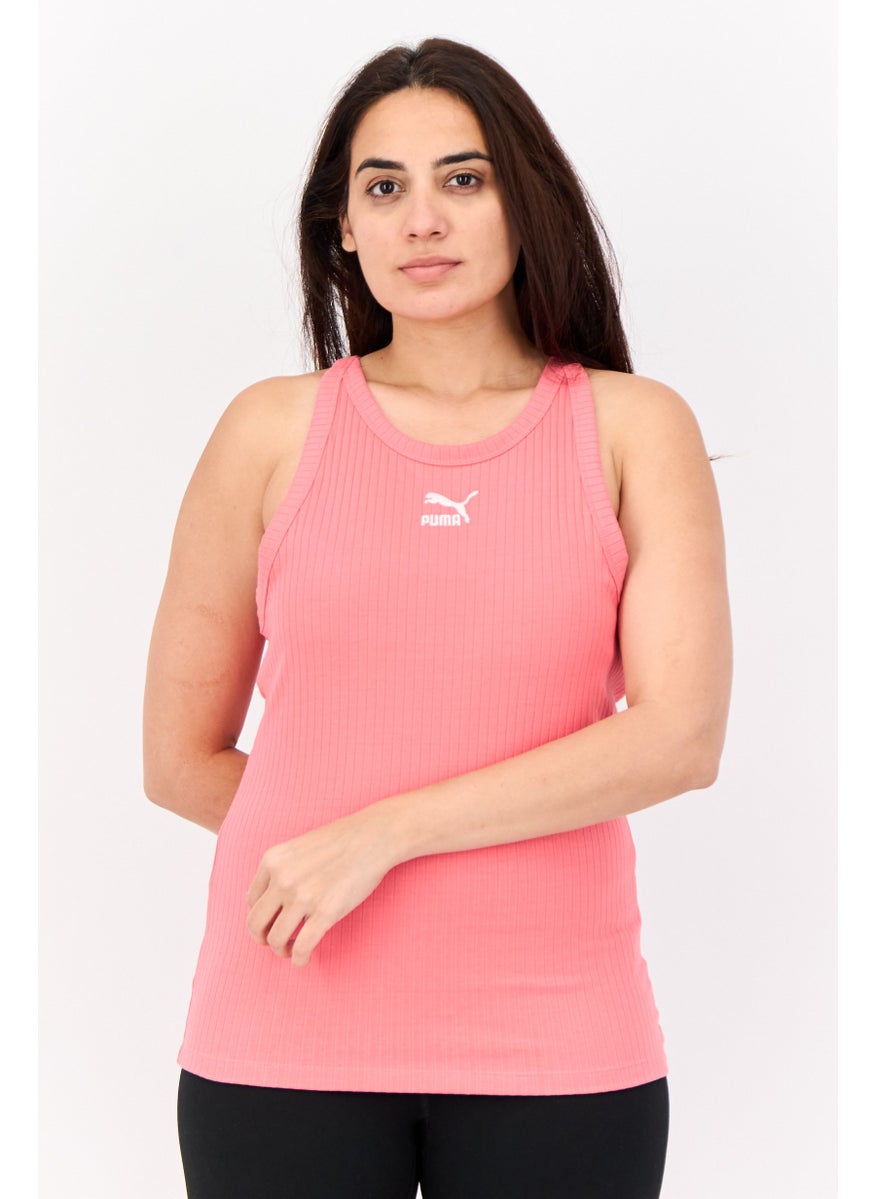 PUMA Women Slim Fit Embroidered Logo Sleeveless Outdoor Tank Top, Pink  - Image 1