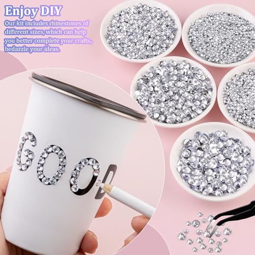 TINKRSTUFF 25000Pcs Resin Rhinestones with Tweezers for Crafting, Silver Clear 2-6mm Mixed Sizes Flatback Gems, Bedazzling Crystal for DIY Crafts Clothing Tumblers Mugs Shoes Fabric Decor Nail Art - Image 3