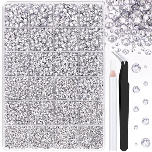 TINKRSTUFF 25000Pcs Resin Rhinestones with Tweezers for Crafting, Silver Clear 2-6mm Mixed Sizes Flatback Gems, Bedazzling Crystal for DIY Crafts Clothing Tumblers Mugs Shoes Fabric Decor Nail Art - Image 1
