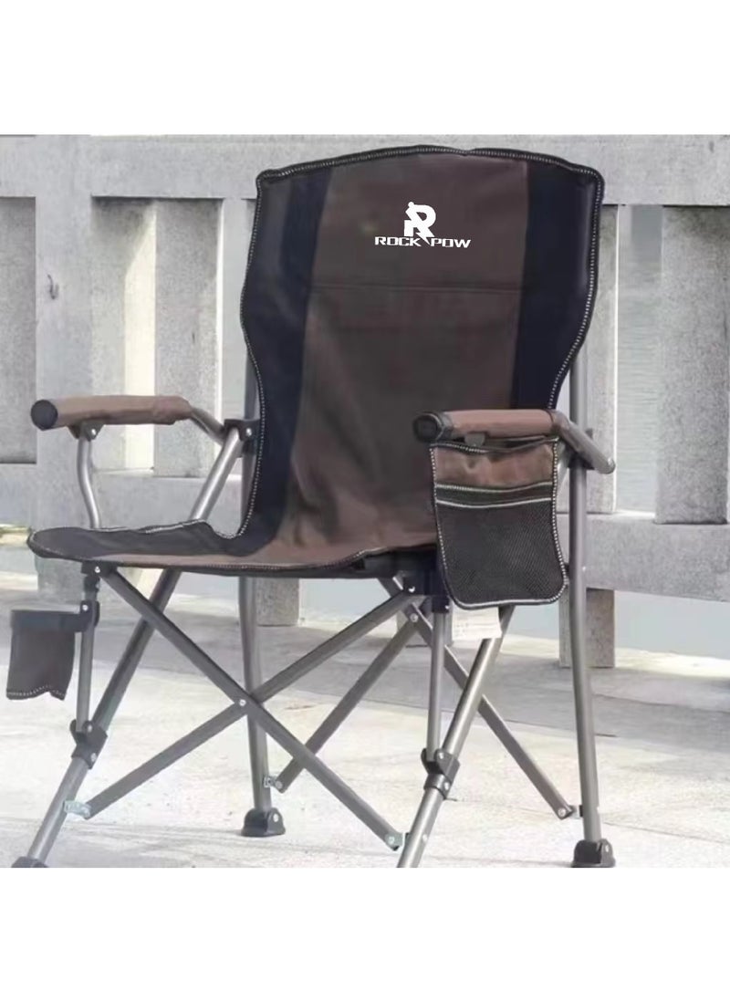 Rock Pow Outdoor Portable Camping Chair Lightweight Folding Camping Chair Heavy Duty Support 145KG High Back Padded Lawn Chair with Arm Rest Cup Holder and Portable Carrying Bag  - Image 3