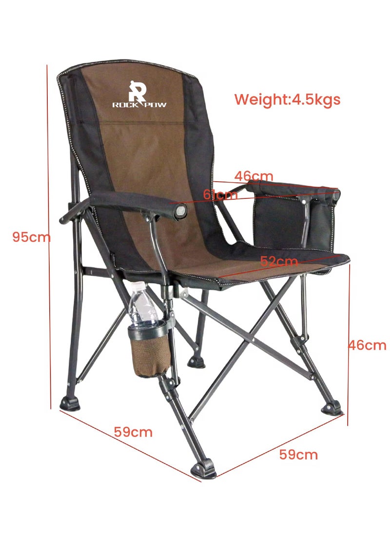 Rock Pow Outdoor Portable Camping Chair Lightweight Folding Camping Chair Heavy Duty Support 145KG High Back Padded Lawn Chair with Arm Rest Cup Holder and Portable Carrying Bag  - Image 2