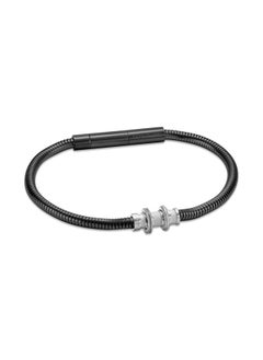 CERRUTI 1881 Flavio Grey Cable with Stainless Steel Small Motif Bracelet for Men  - Image 1