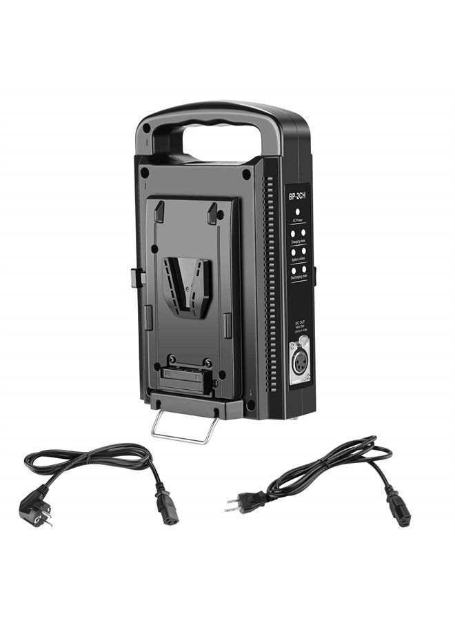 Neewer BP-2CH Dual Channel V-Mount/V Lock Battery Charger with DC 16.5V Power Supply Output Compatible with Any V-Mount Battery (XLR Cable/Battery Not Included)