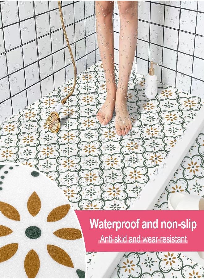 MORCART - Peel & Stick Floor Tiles Vinyl Flooring 8"x8", Self-Adhesive Removable, Suitable for Wall, Floor, Kitchen, Bathroom,10 Sheets (Green Flower) - Image 1
