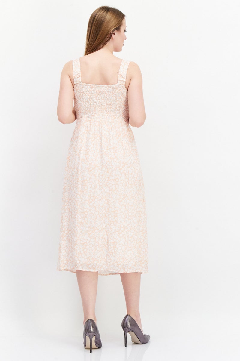 Lost + Wander فستان كاجوال ميدي مزخرف بالورود للنساء، أبيض - Image 4