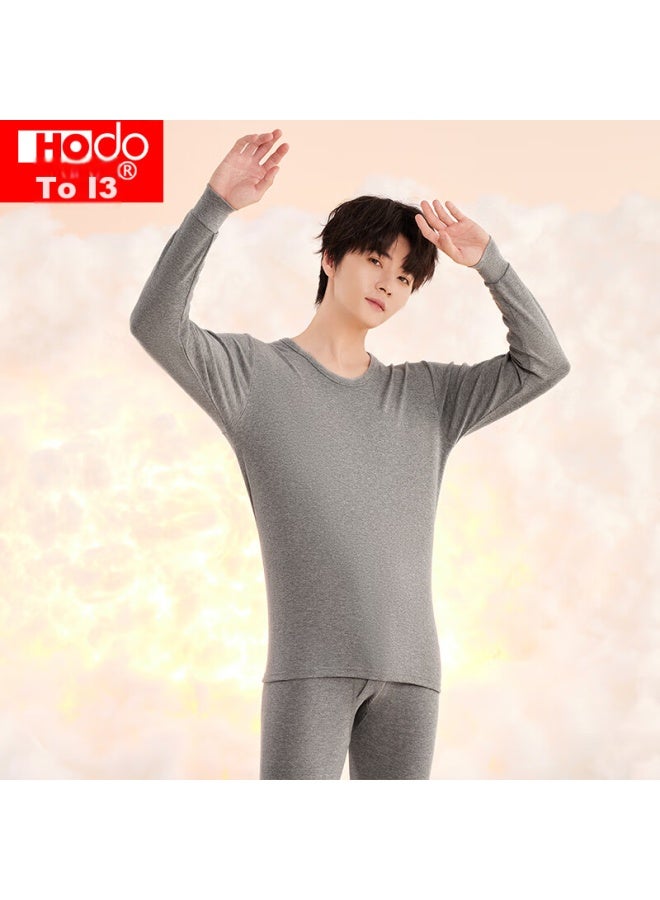 Hongdou Men's Autumn Underwear Set, Pure Cotton Round Neck Thermal Top And Bottom, Thin Base Layer Thermal Underwear - Image 2