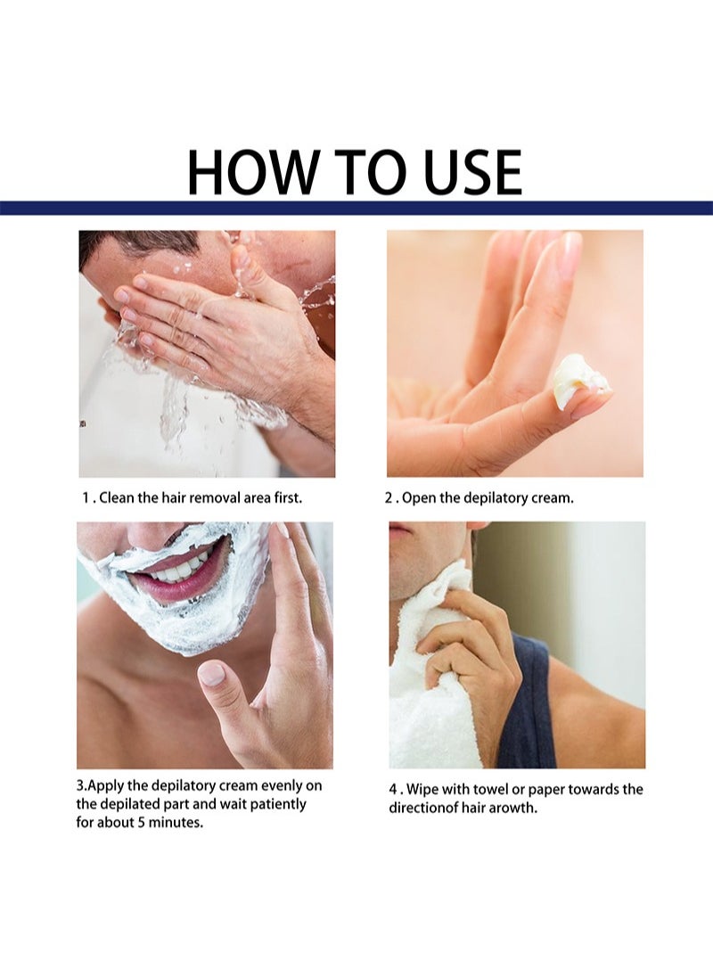 EELHOE - Men's Permanent Hair Beard Removal Cream, Men's Beard Hair Removal, Permanent Mild Depilatory Fresh Boost Hair Removal Cream for Men, for Face, Forearms, Legs, Chest, Arms - Image 1