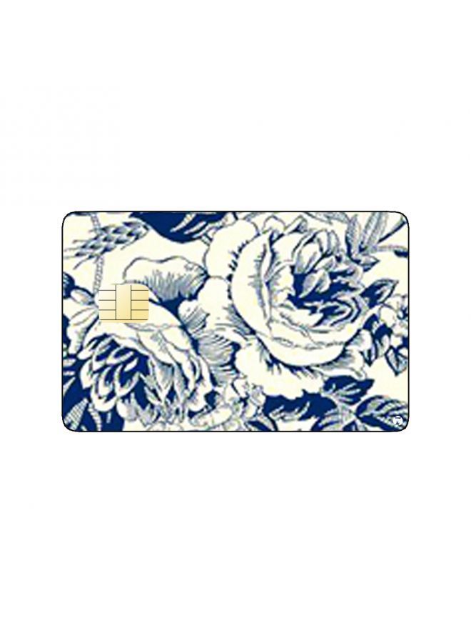 RKN PRINTED BANK CARD STICKER Beautiful Flowers Drawing In Blue - Image 1