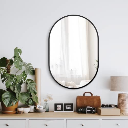 Bathroom Mirror for Wall30x20Black Oval Mirror for Bedroom Entryway Bathroom Metal Framed Vanity Mirror30x20Black