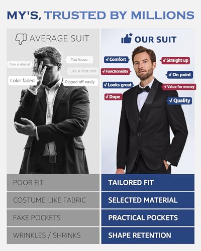 MYS MY'S Mens 3 Piece Tuxedo Set with Bow Tie, Shawl Lapel One Button Jacket Vest & Pants, Slim Fit Suit Prom Party Wedding Tux, Burgundy - Image 5