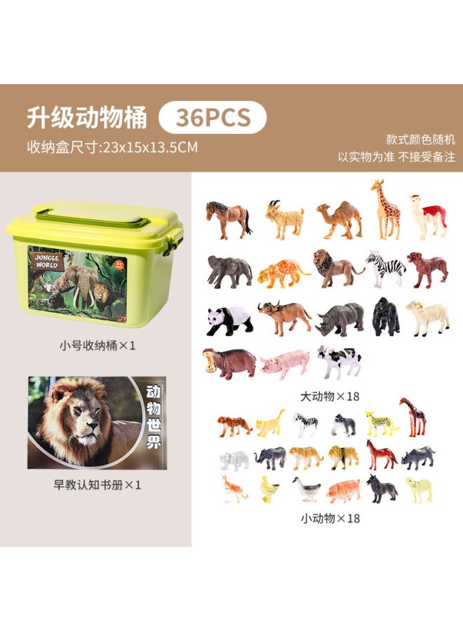 36-Piece Children's Mini Animal Figure Toy Set with Storage Box - Image 1