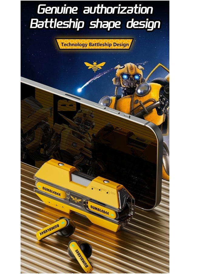 TRANSFORMERS Transformers TF-T01 Wireless Bluetooth Earbuds Gaming Headphones Long Battery Life Headset Low Latency HIFI Stereo Sound with Music Noise Cancellation Calls Yellow  - Image 5