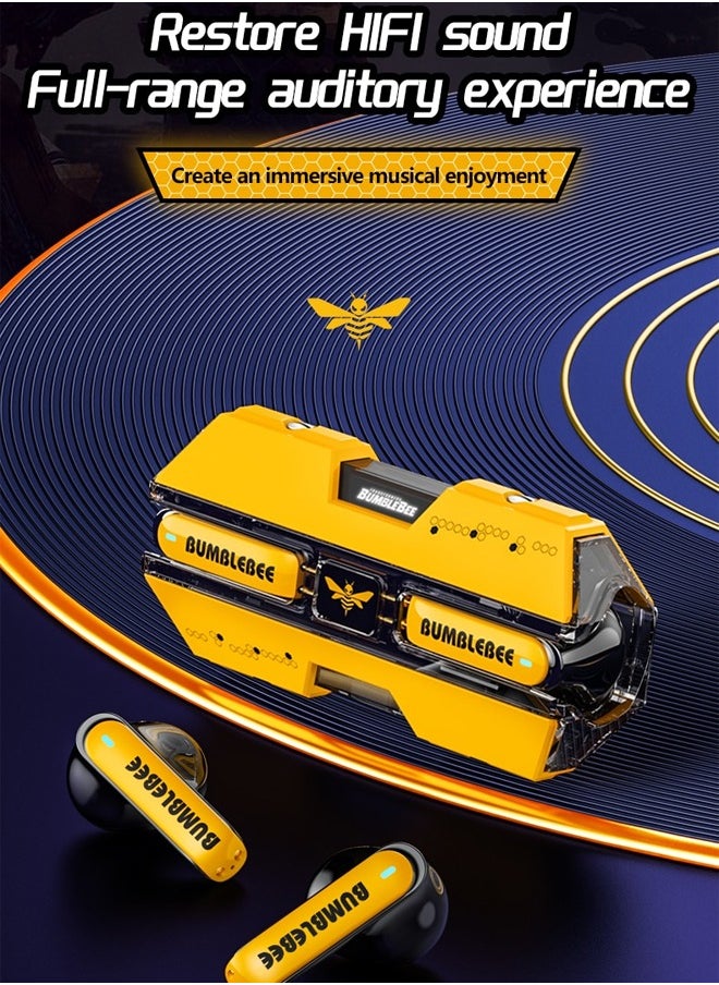 TRANSFORMERS Transformers TF-T01 Wireless Bluetooth Earbuds Gaming Headphones Long Battery Life Headset Low Latency HIFI Stereo Sound with Music Noise Cancellation Calls Yellow  - Image 4