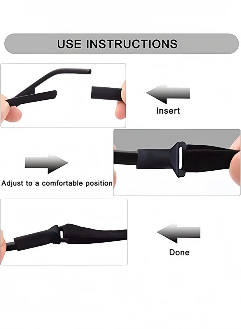 Lee Yon 2-Piece Adjustable Glasses Straps Universal Fit Rope Eyewear Retainer, Black  - Image 5