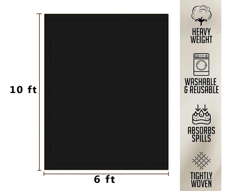 Zuperia Dyed Canvas Drop Cloth for Multi-Purpose Use (6` x 10` Feet - 2 Pack) - Pure Cotton Drop Cloth for Painting  All Purpose Heavy Duty Cloth 12oz (Black) - Image 3