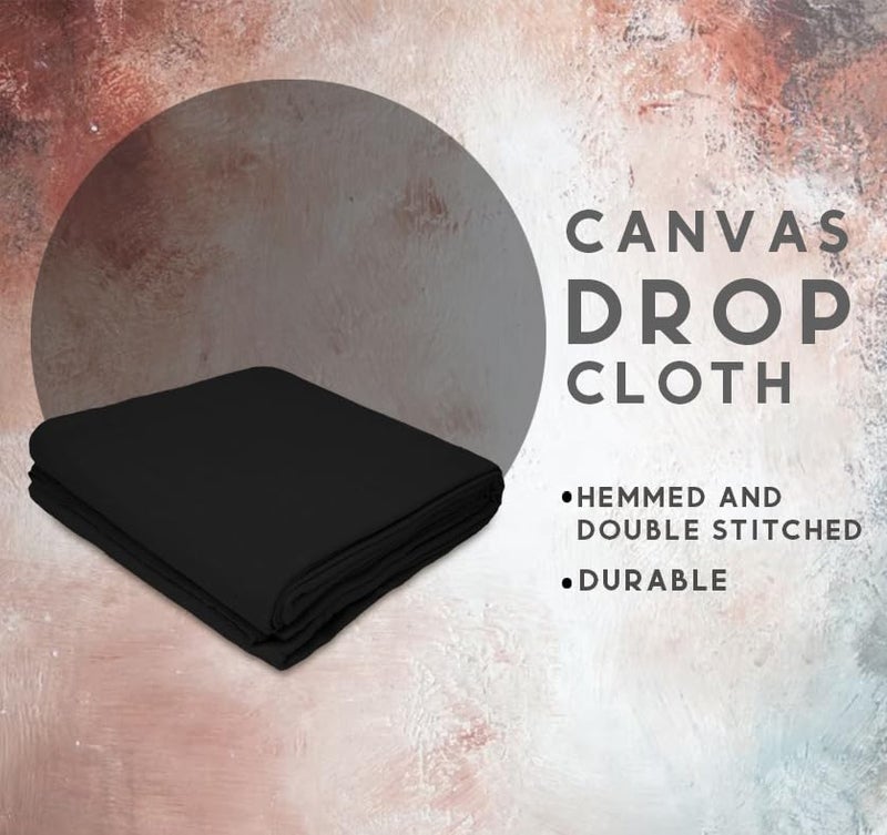 Zuperia Dyed Canvas Drop Cloth for Multi-Purpose Use (6` x 10` Feet - 2 Pack) - Pure Cotton Drop Cloth for Painting  All Purpose Heavy Duty Cloth 12oz (Black) - Image 2