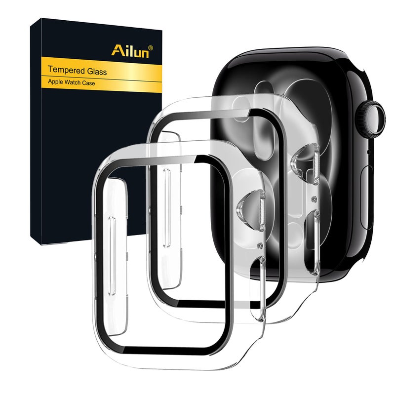 Ailun for Apple Watch Series 11/10 Screen Protector Case [42mm], Ultra-Thin Hard PC Case Built in Tempered Glass for iWatch, Shockproof Cover with Button [2 Pack][Clear] - Image 1