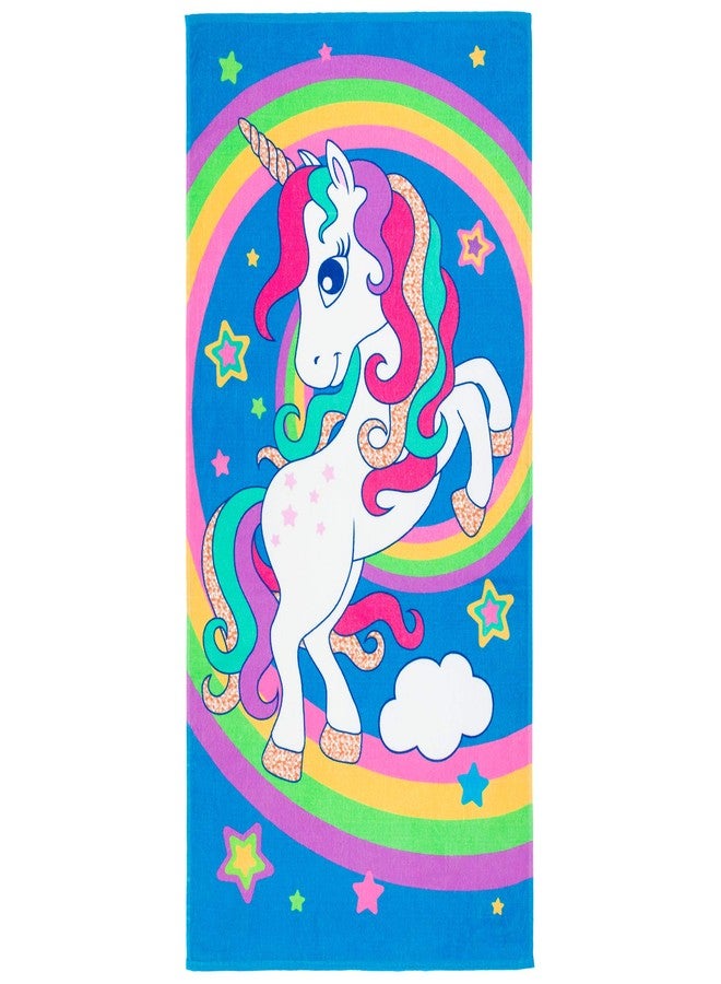Beachland Happy Unicorn Beach Towel 30 x 60 inch 100% Cotton Rainbow Colors (Rainbow Unicorn, One Towel) - Image 1